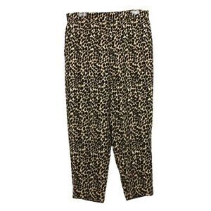 J. Crew Pants Leopard Print Pull-on  Tapered Leg Side Pocket Elastic Waist Sz 12